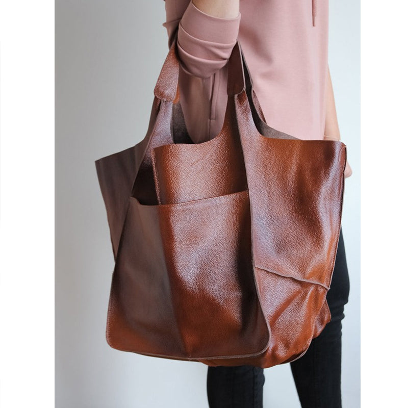Oversized Leather Vintage Shoulder Bag
