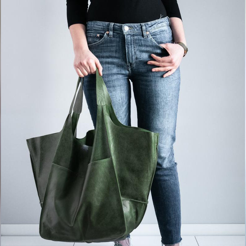Oversized Leather Vintage Shoulder Bag