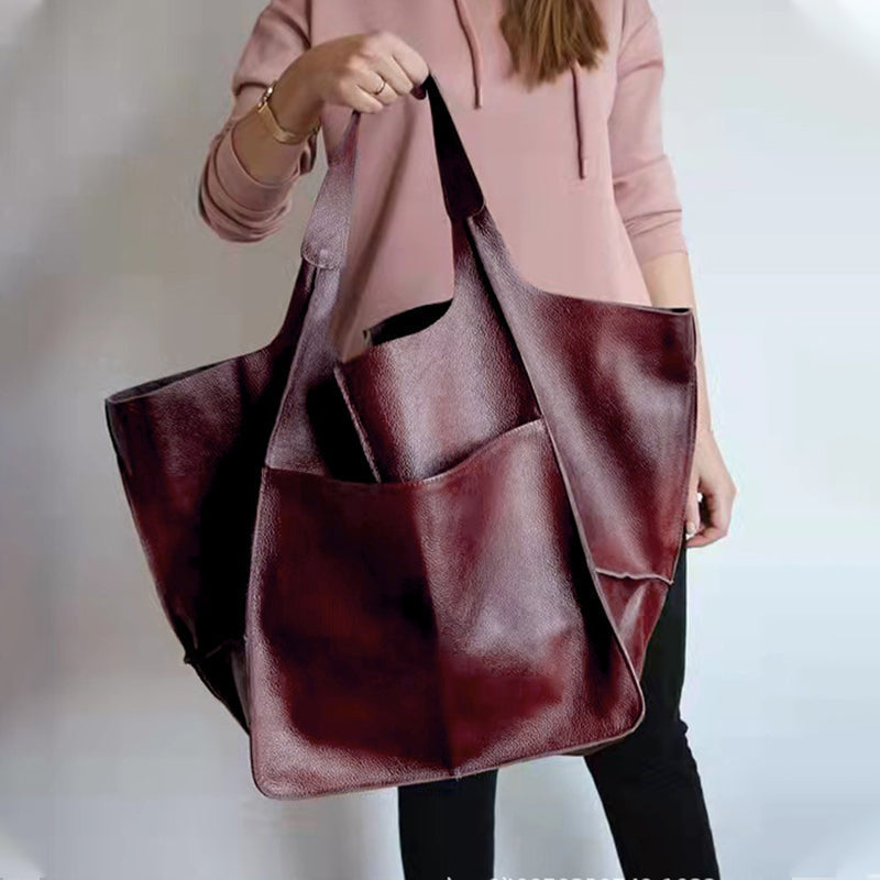 Oversized Leather Vintage Shoulder Bag