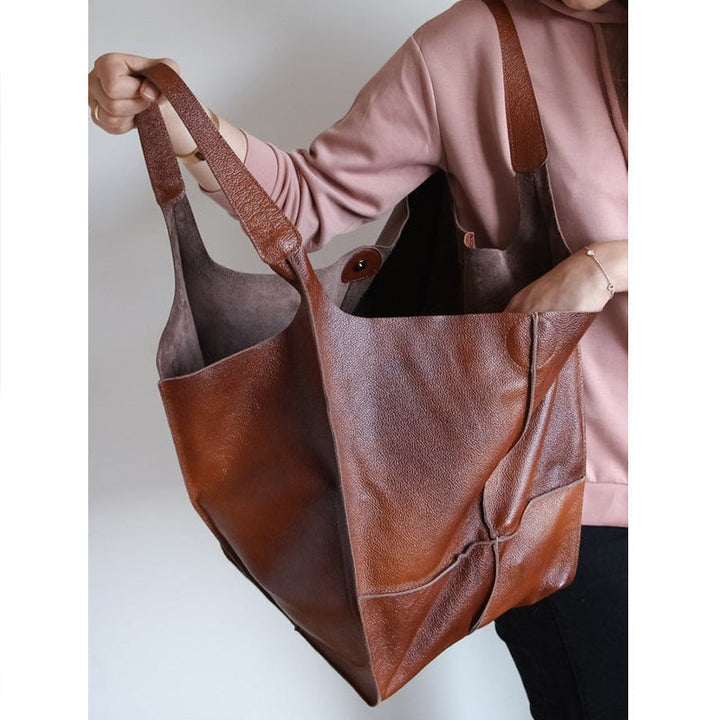 Oversized Leather Vintage Shoulder Bag