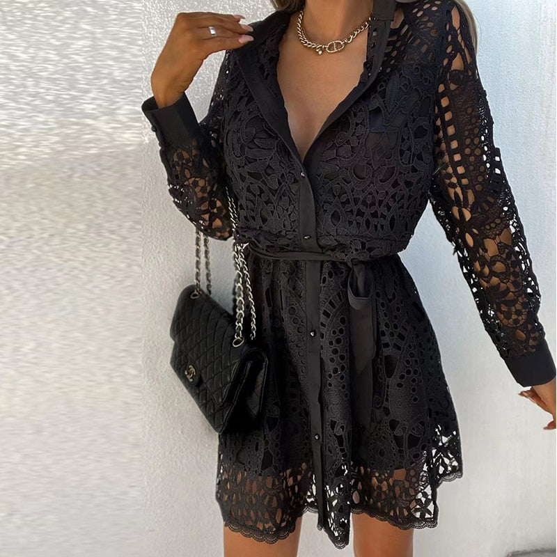 Long Sleeve V-Neck Dress - Elegant Evening Gown