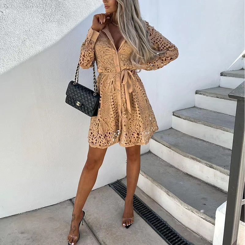 Long Sleeve V-Neck Dress - Elegant Evening Gown