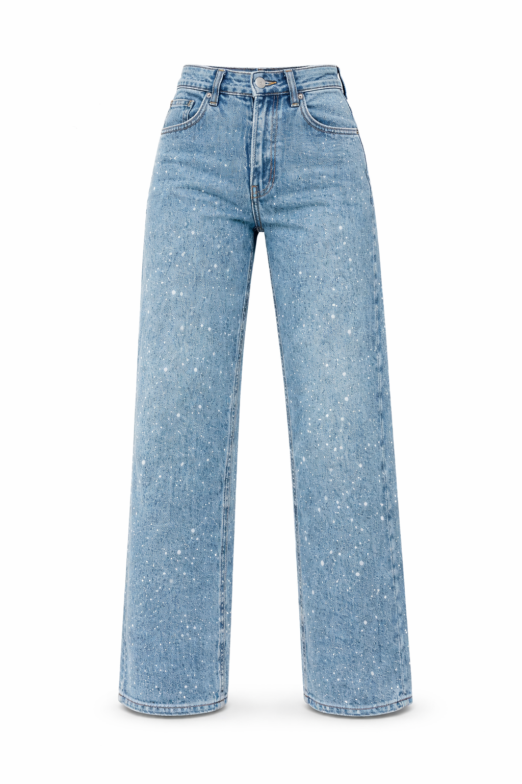 High-Waist Jeans with Glitter Details