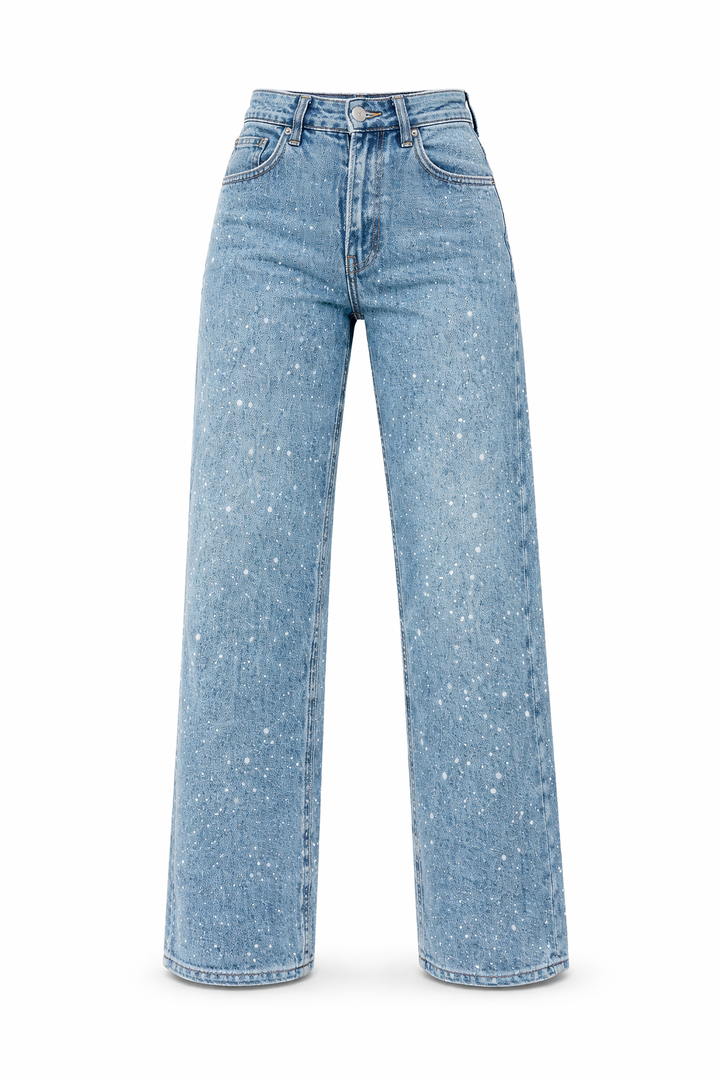 High-Waist Jeans with Glitter Details