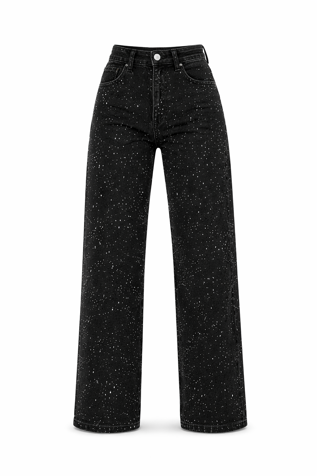 High-Waist Jeans with Glitter Details