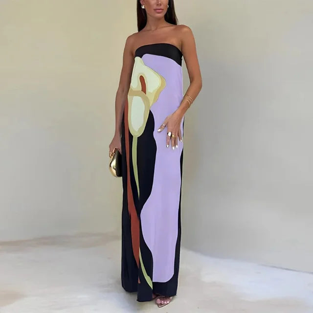 Strapless Maxi Dress with Print