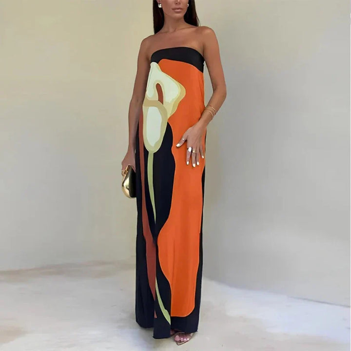 Strapless Maxi Dress with Print