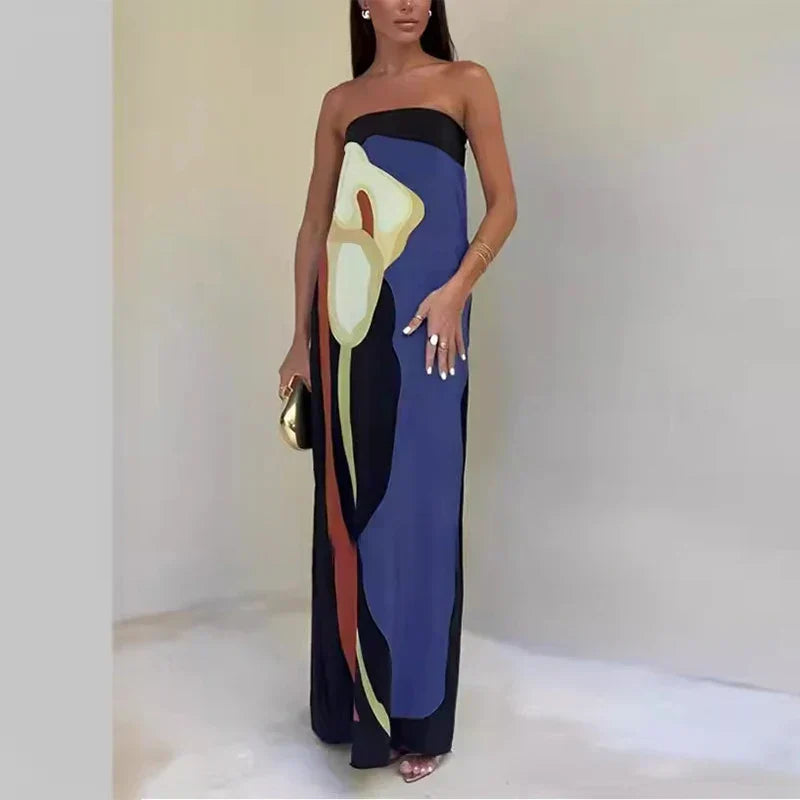 Strapless Maxi Dress with Print