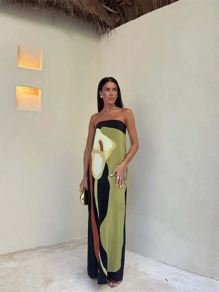 Strapless Maxi Dress with Print