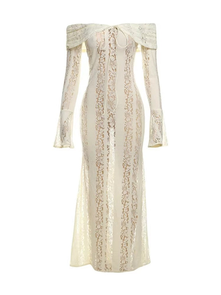 Luxe Off-Shoulder Maxi Dress in Lace