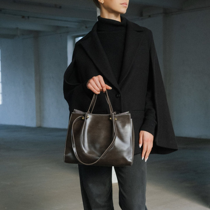 Spacious Shoulder Bag Vegan Leather - Handmade, Elegant and Functional