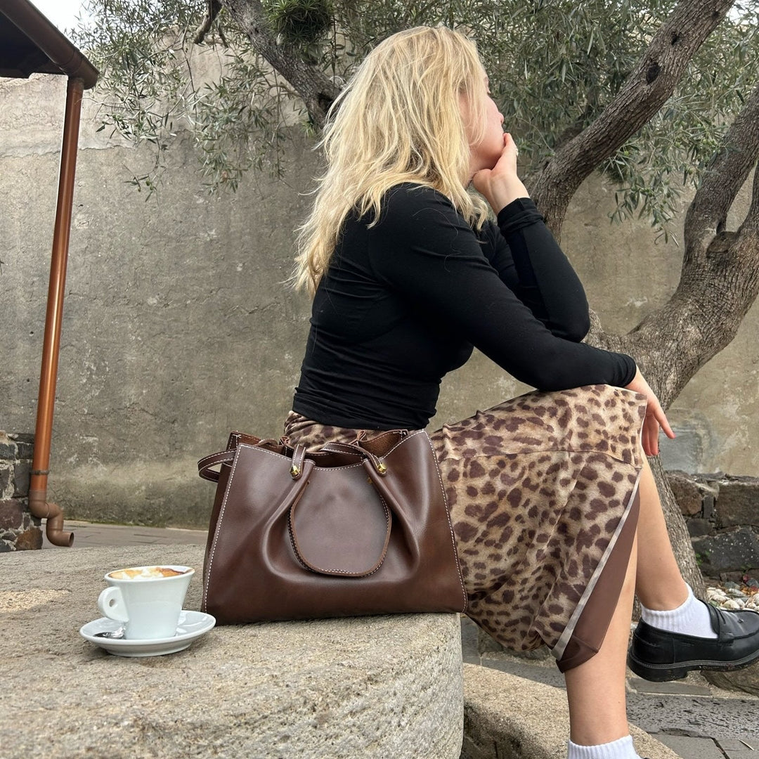 Spacious Shoulder Bag Vegan Leather - Handmade, Elegant and Functional