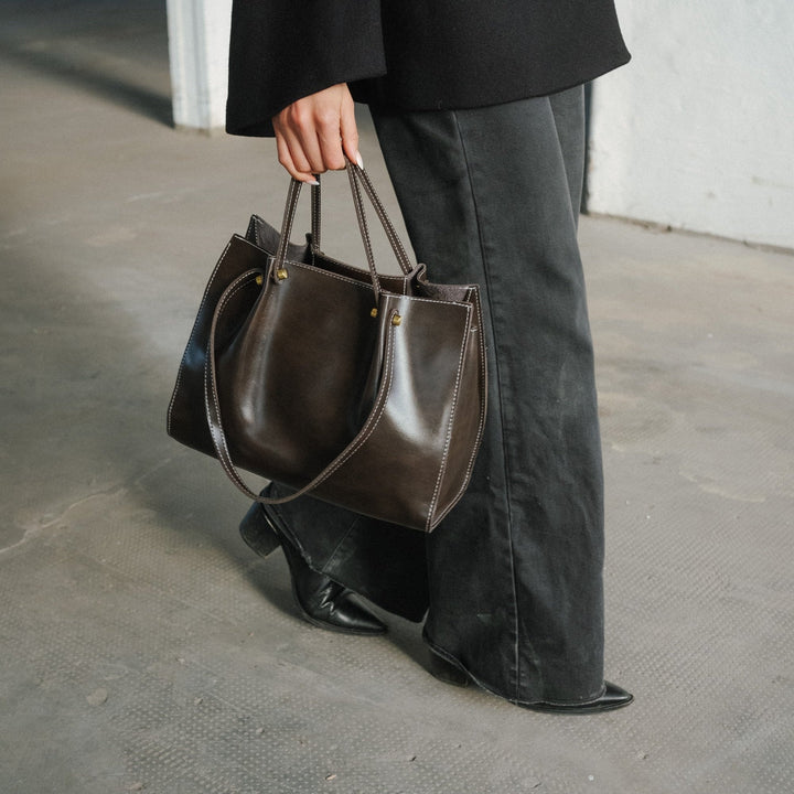 Spacious Shoulder Bag Vegan Leather - Handmade, Elegant and Functional