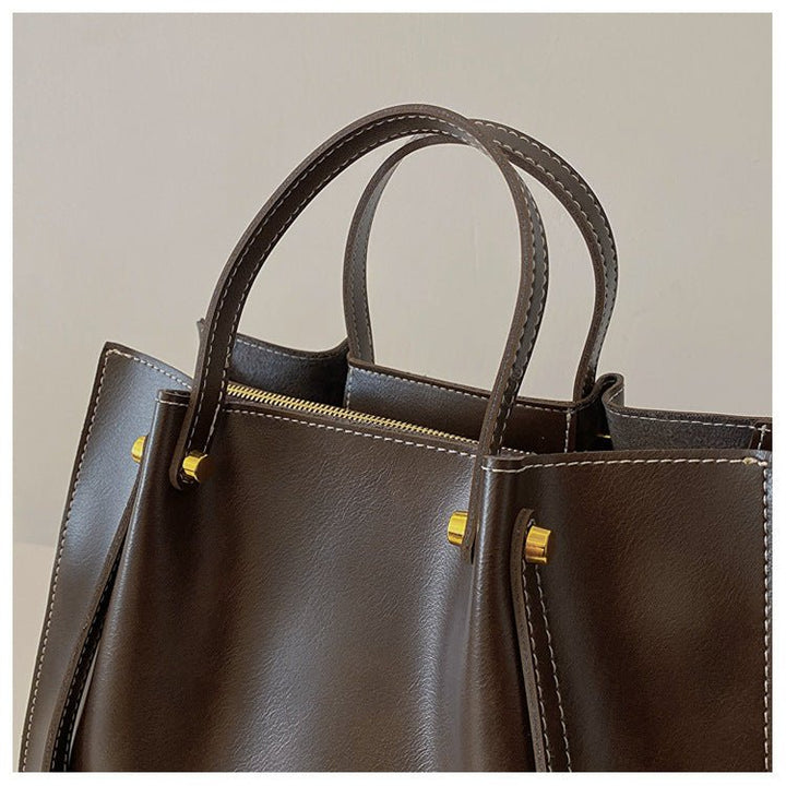 Spacious Shoulder Bag Vegan Leather - Handmade, Elegant and Functional