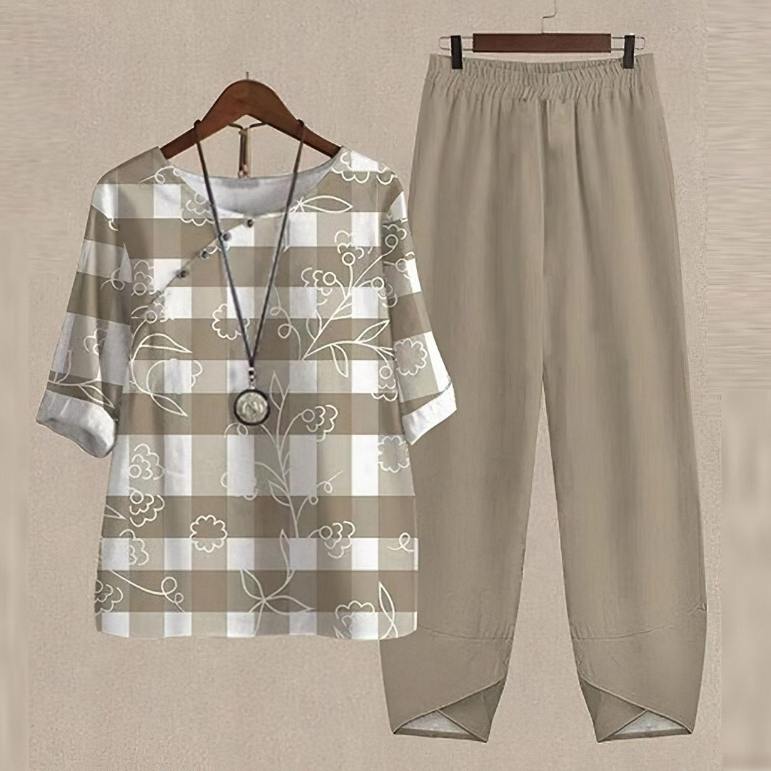 Button-Down & Palazzo Pant Set Summer Women's Set