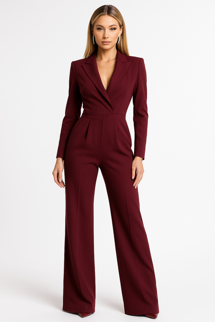 Long Sleeve Wrap Jumpsuit