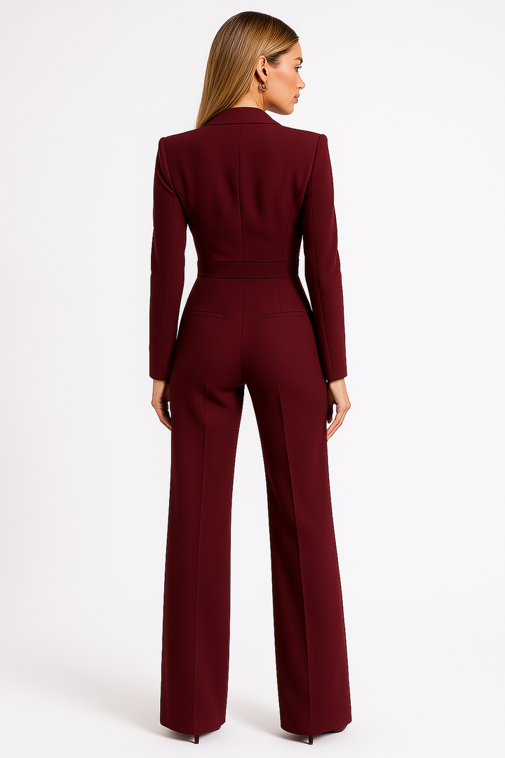 Long Sleeve Wrap Jumpsuit
