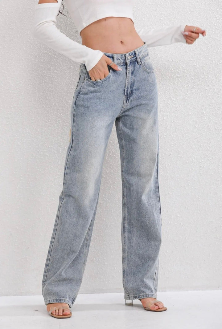 Vintage Ripped Jeans with Unique Patchwork Detail