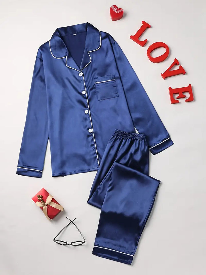 Satin Pyjama Set Elegant Women's Sleepwear