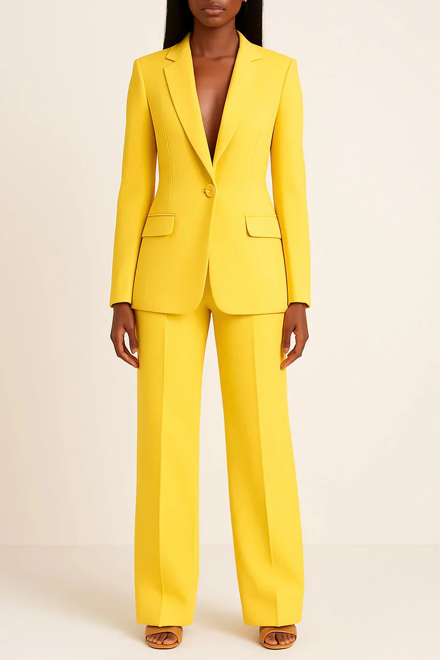 Women’s Suit Set with Long Blazer and Matching Pants