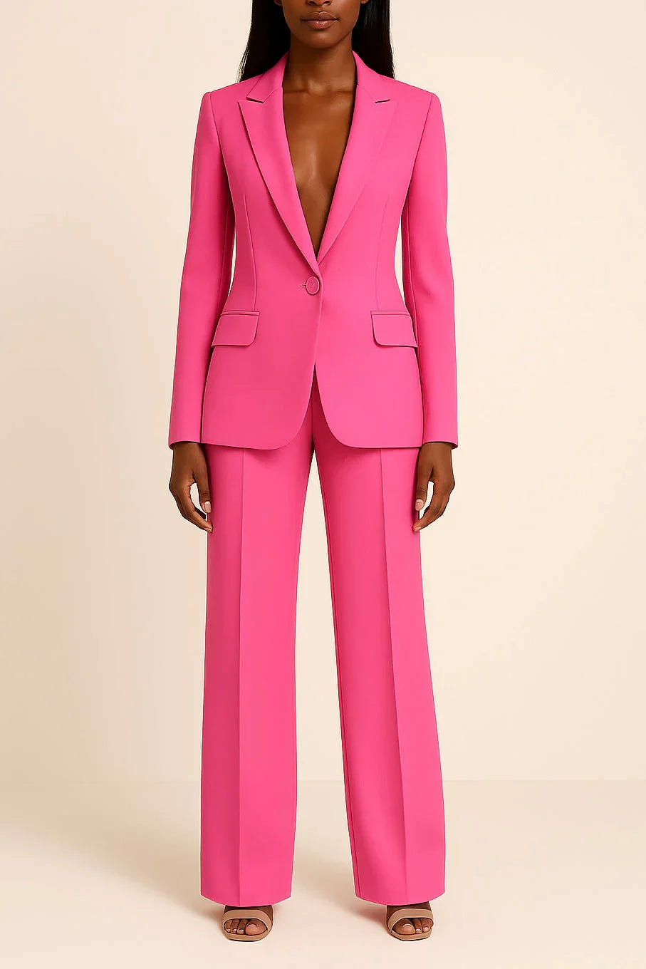 Women’s Suit Set with Long Blazer and Matching Pants