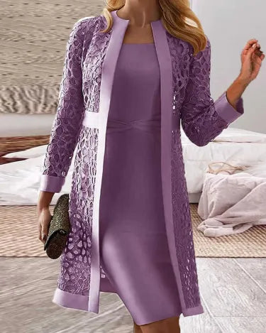Long Sleeve Floral Lace Jacket Set