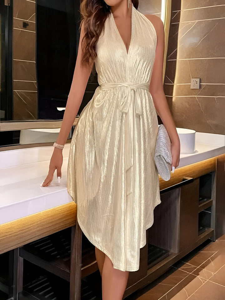 V-Neck Blouse Dress Long Sleeve Dress