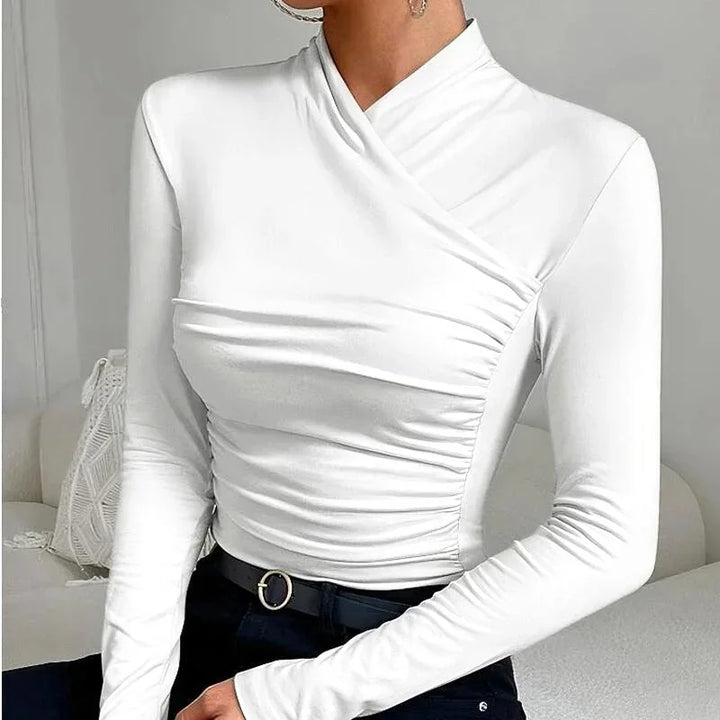 Asymmetrical Fitted Long Sleeve Top for Women
