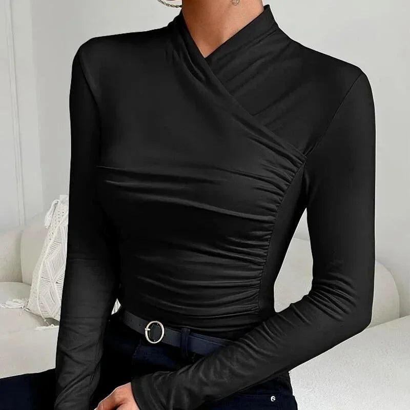 Asymmetrical Fitted Long Sleeve Top for Women