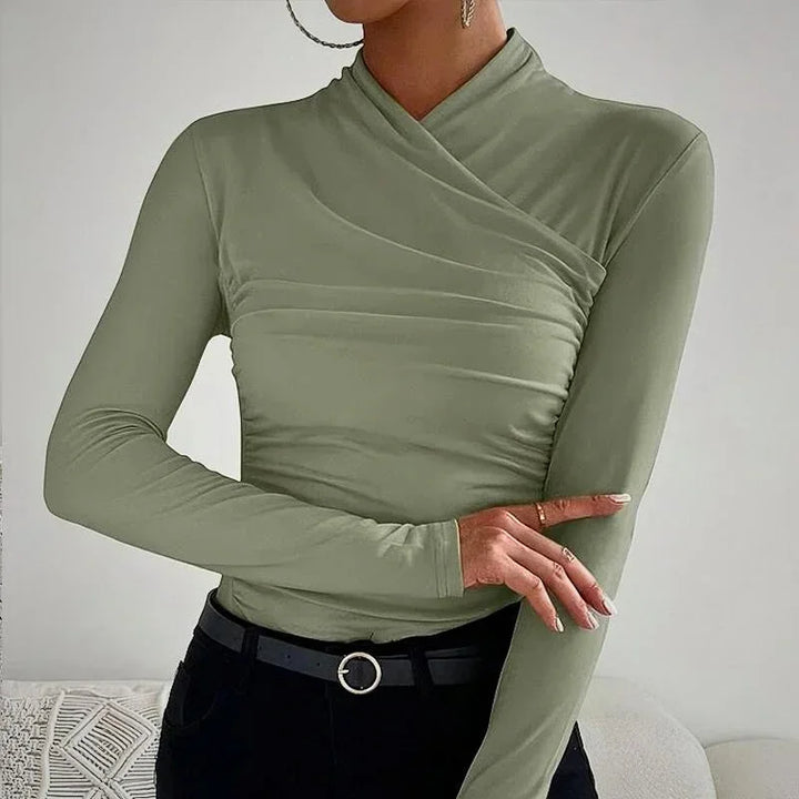 Asymmetrical Fitted Long Sleeve Top for Women