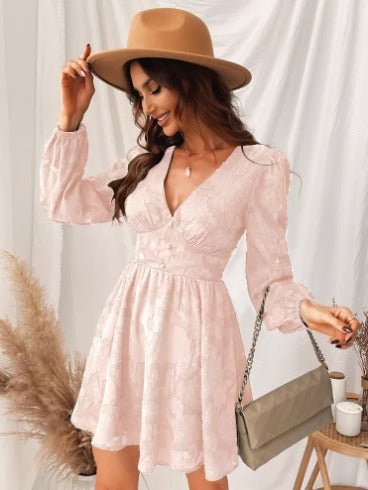 Short Sleeve Silky Style Dress - Relaxed Fit Midi Gown