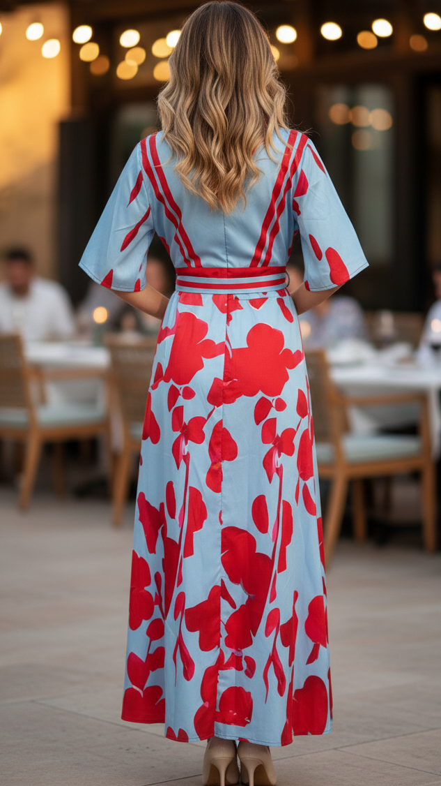 Maxi Floral Dress With A High Slit Feminine Cut