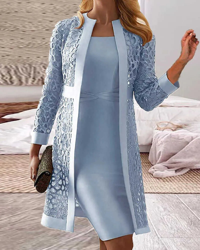 Long Sleeve Floral Lace Jacket Set