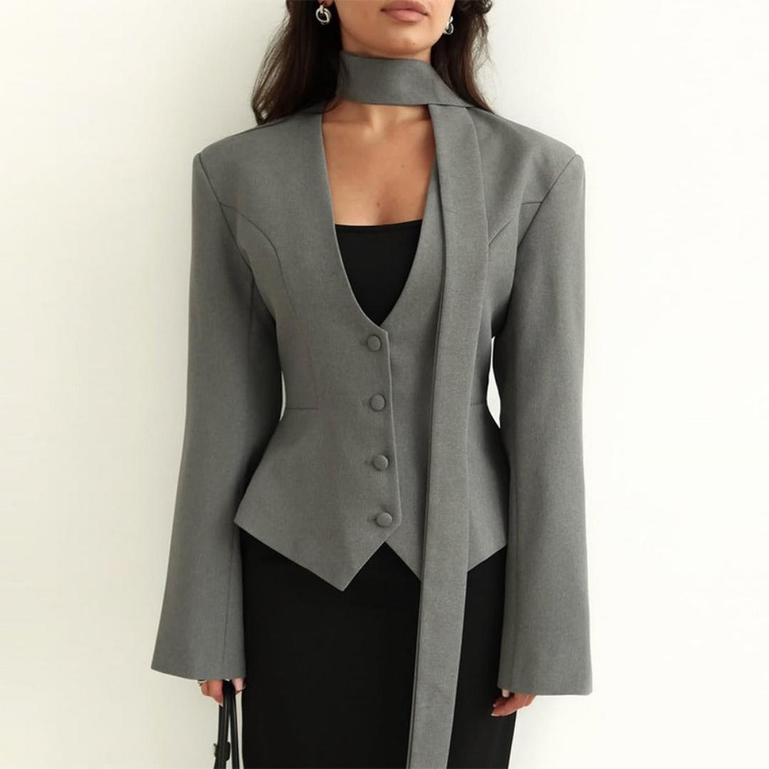 Stylish Women's Formal Blazer With Scarf