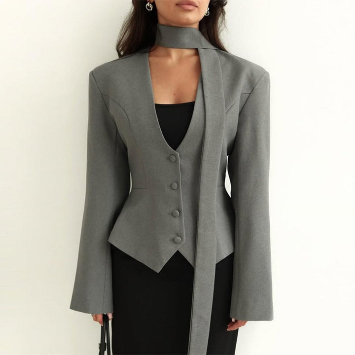 Stylish Women's Formal Blazer With Scarf