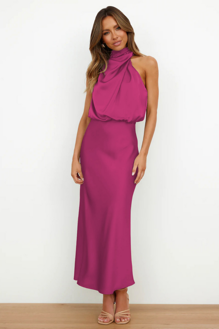 A-Line Midi Dress - Square Neckline Short Sleeve
