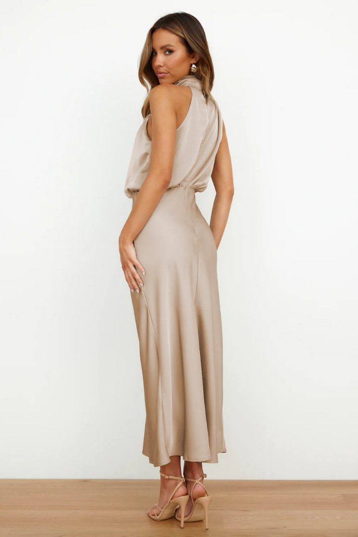 A-Line Midi Dress - Square Neckline Short Sleeve