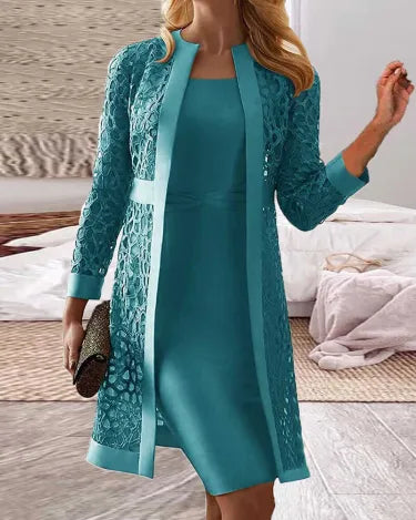 Long Sleeve Floral Lace Jacket Set