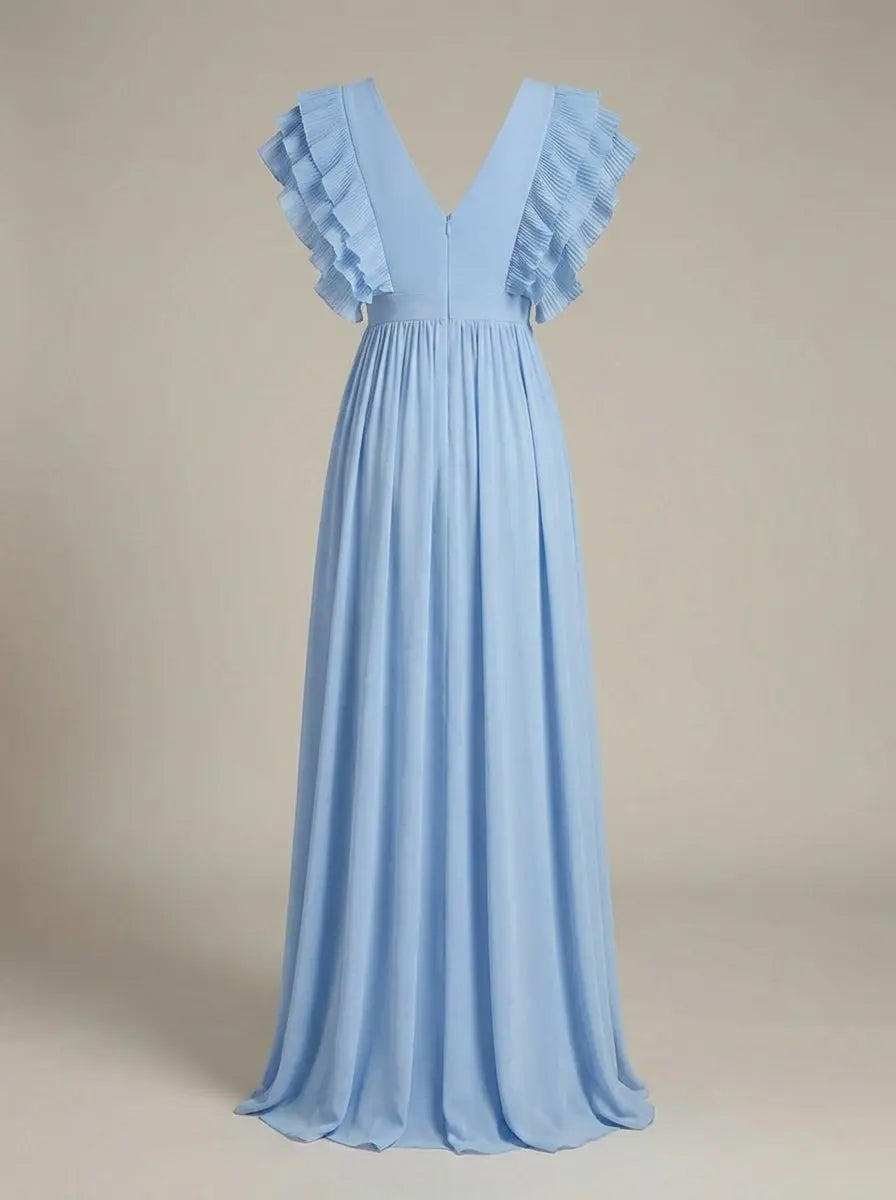 V-Neck Dress with Ruffles Maxi Dress Women's Party Dress
