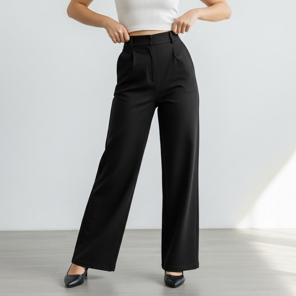 Women’s High-Waist Wide-Leg Pants - Modern Tailored Trousers