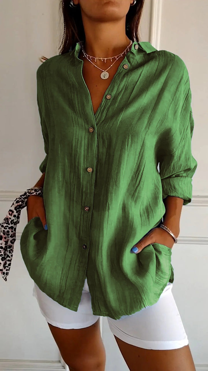 Long Sleeve Button-Up Shirt Chic Women's Blouse
