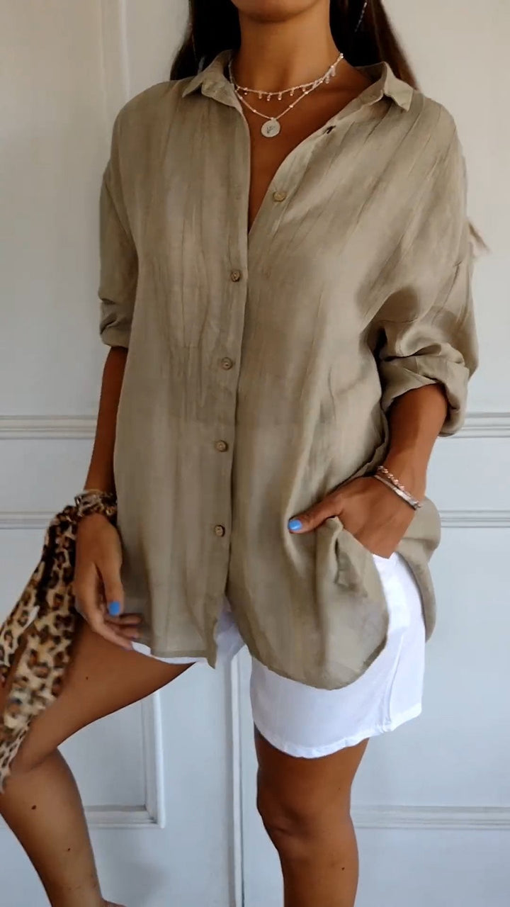Long Sleeve Button-Up Shirt Chic Women's Blouse