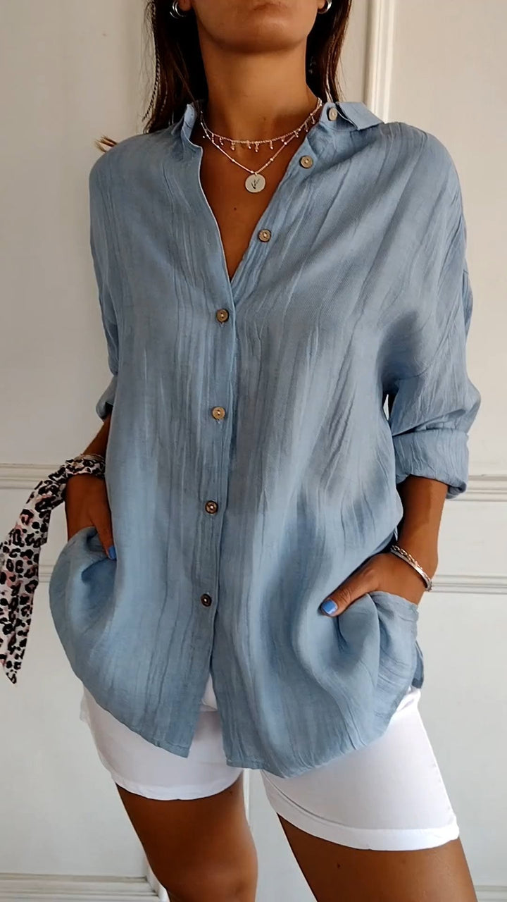 Long Sleeve Button-Up Shirt Chic Women's Blouse