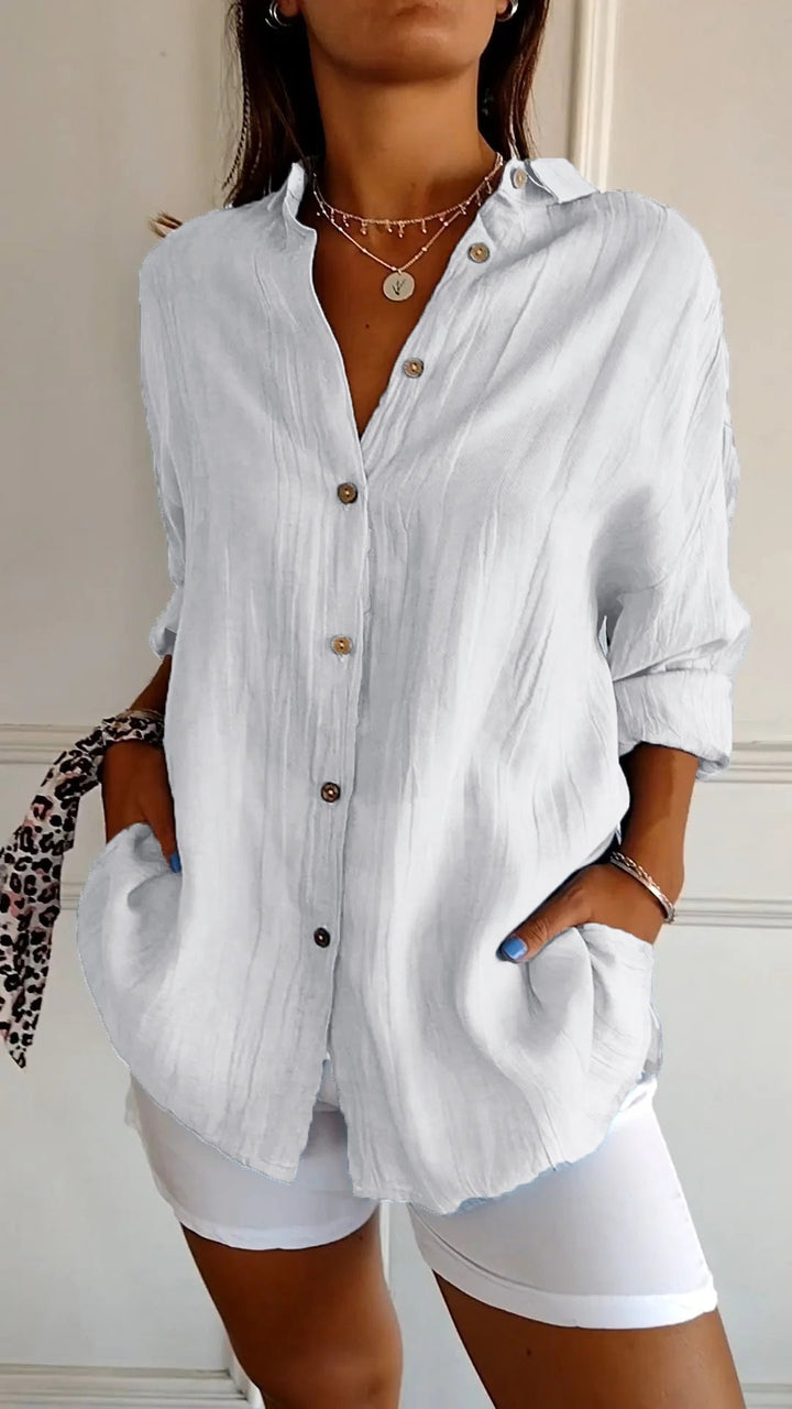 Long Sleeve Button-Up Shirt Chic Women's Blouse