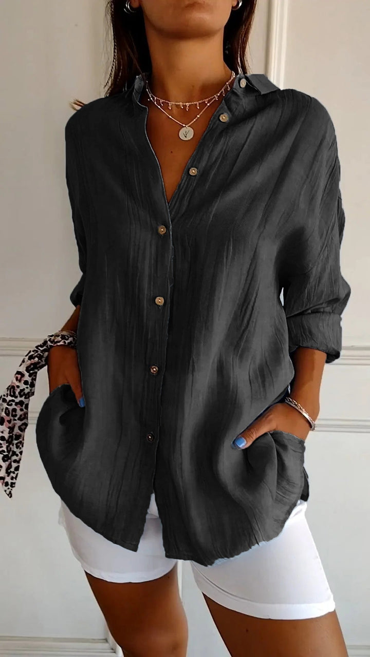 Long Sleeve Button-Up Shirt Chic Women's Blouse