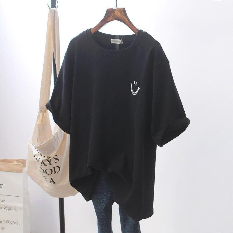 Trendy Cotton T-shirt with Smiley Print – Casual Streetwear Summer Style