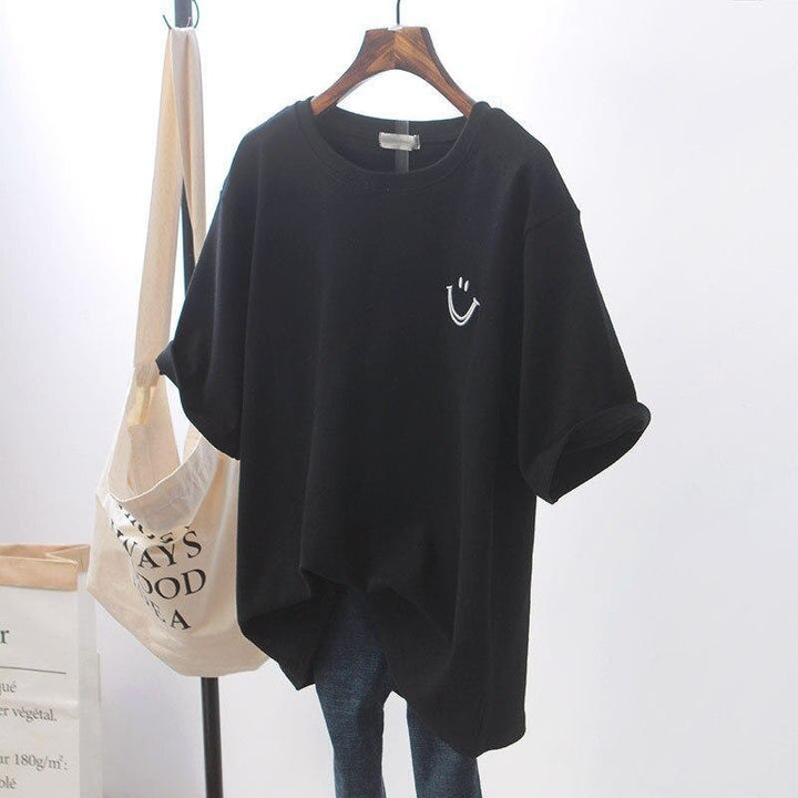 Trendy Cotton T-shirt with Smiley Print – Casual Streetwear Summer Style