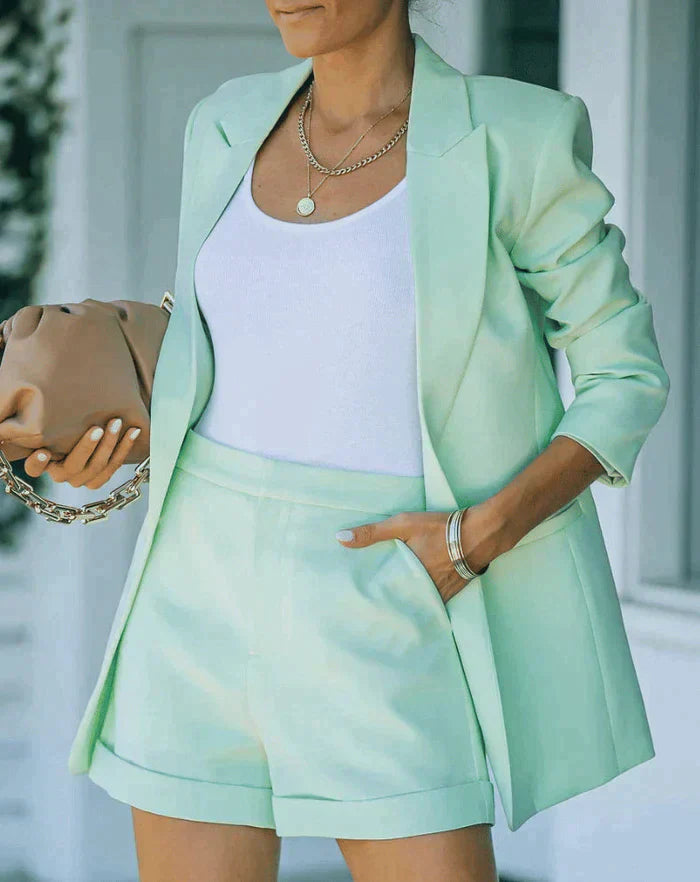 Women’s Blazer and Shorts Set - Two-Piece Outfit