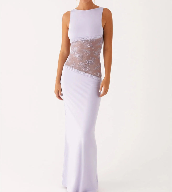Lace evening dress with sophisticated silhouette