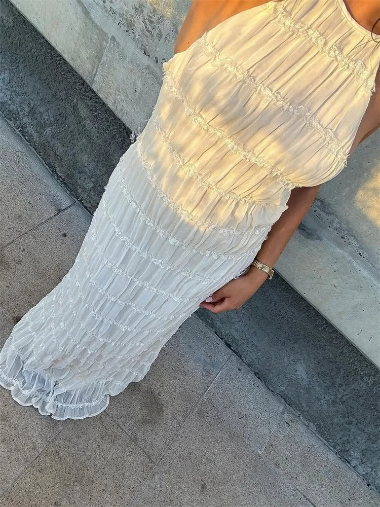 Elegant Halter Maxi Dress with Open Back